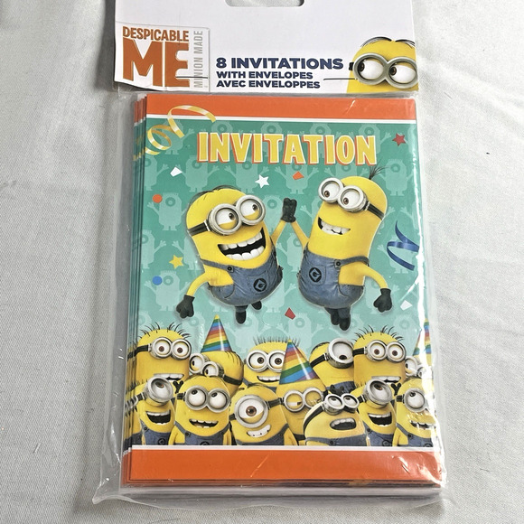 Despicable Me Minions Kid Birthday Party 24 Invitations (3 Packs of 8) Unique - Picture 2 of 5